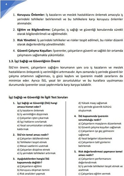 Iş Sağlığı ve Güvenliği Eğitim Kitabı modelleri
