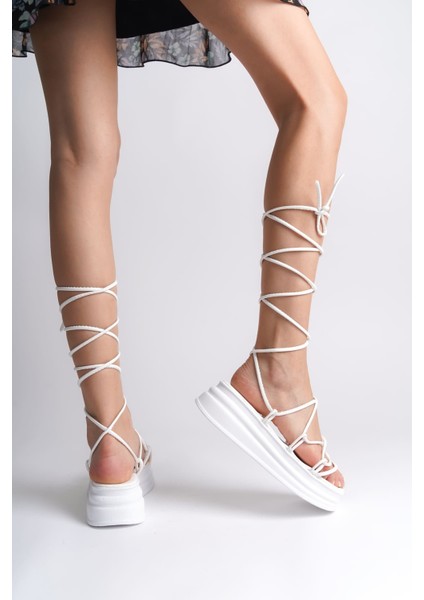 Samantha Bilekten Bağlamalı Ortopedik Taban Kadın Terlik Cbt - Beyaz fiyatları