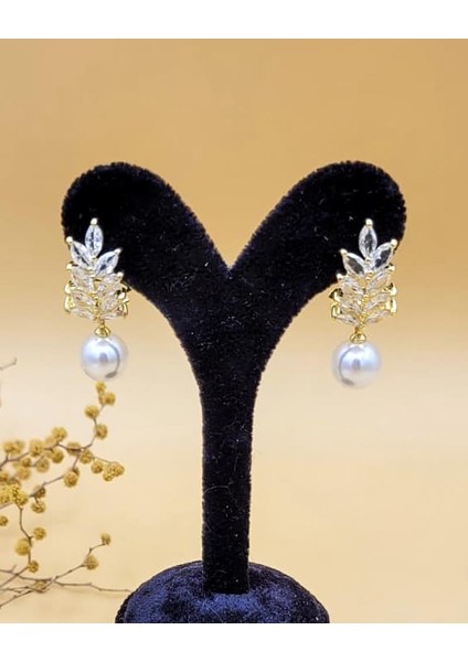 Serena Inci Yaprak Gold Küpe