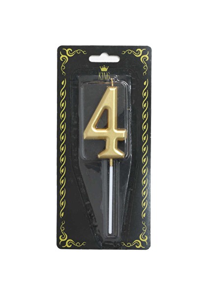 3 Adet Rakam Mum 4 Numara Altın