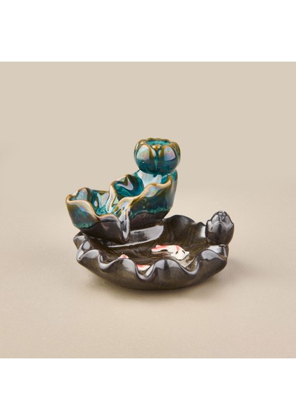 Seramik Geri Akış Buhurdanlık ve Tütsülük - Yeşil - 8X11 cm