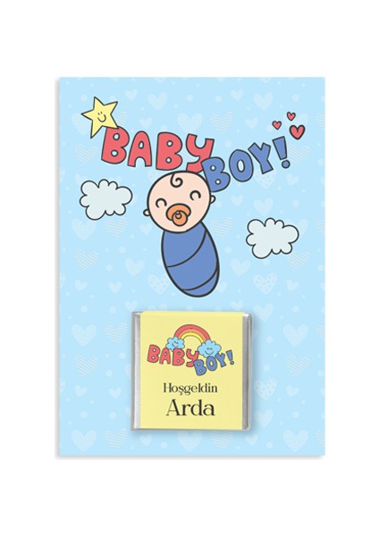 Erkek Bebek Baby Shower Çikolata Kart Seti - 20 Adet
