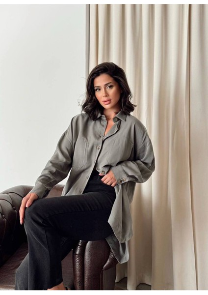 Kadın Kahverengi Oversize Salaş Uzun Kollu Gömlek – Rahat Kesim Şık Günlük Gömlek modelleri