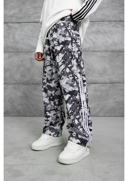 Siyah Kamuflaj Desenli Paraşüt Kumaş Eşofman