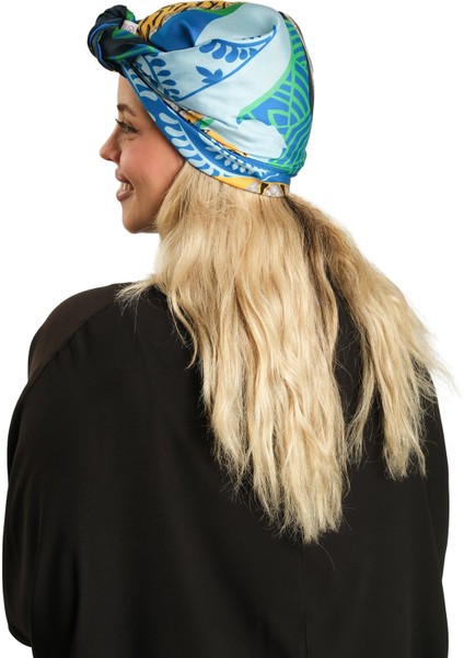 Bebe Mavisi Pratik Hazır Geçmeli Tesettür Bone Ipek Desenli 2410_11 modelleri