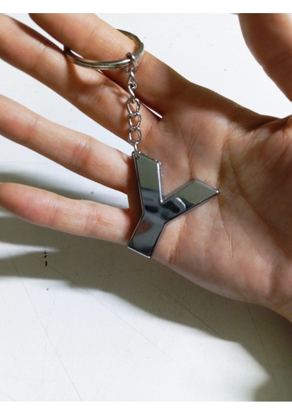 Y Harfi Plastik Krom Kaplama Anahtarlık- Harf Çanta Süsü