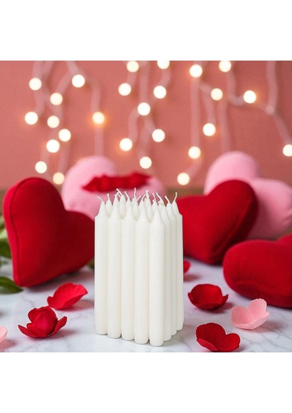 Kyandoru - Jubla Serisi Beyaz Şamdan Mumu (20'li Paket), 22 Cm, ~ 6,5 Saat, Kokusuz, Kaliteli, Sert modelleri