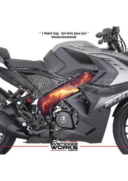Bajaj Pulsar RS200 Orta Şase Kaplama Kırmızı Şimşek Desen Sticker