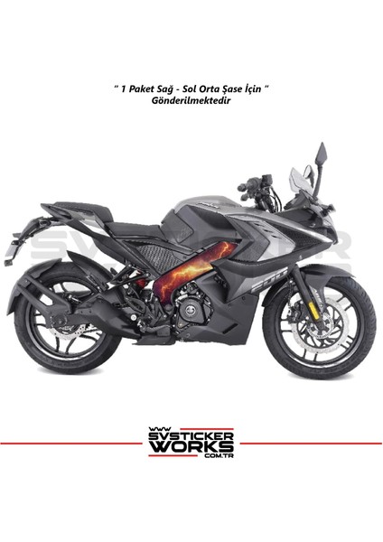 Bajaj Pulsar RS200 Orta Şase Kaplama Kırmızı Şimşek Desen Sticker fiyatları