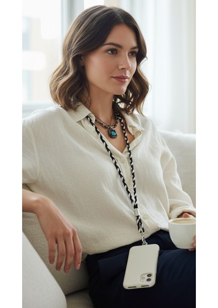 Beşiktaş Paracord Örgü Telefon Askısı Tüm Kılıflara Uyumlu