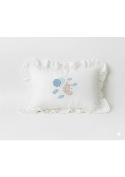 Balon Tavşan Isme Özel 6'lı Yenidoğan Set %100 Pamuk Tulum Battaniye Şapka Yastık Puset Örtü Eldivn