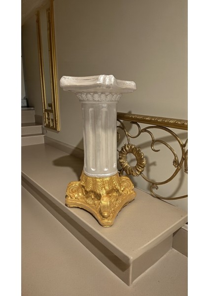 Dekoratif 53 cm Parlak Inci ve Gold 2 Renk Roma Sütun Ev Bahçe Balkon Dekorasyon Modern Heykel Biblo
