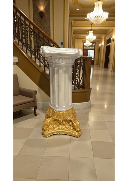 Dekoratif 53 cm Parlak Inci ve Gold 2 Renk Roma Sütun Ev Bahçe Balkon Dekorasyon Modern Heykel Biblo fırsatları