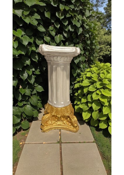 Dekoratif 53 cm Parlak Inci ve Gold 2 Renk Roma Sütun Ev Bahçe Balkon Dekorasyon Modern Heykel Biblo indirimleri