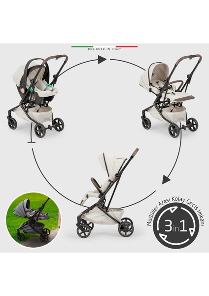 Rotativo Çift Yönlü Kabin Tipi Travel Bebek Arabası Bej indirimleri
