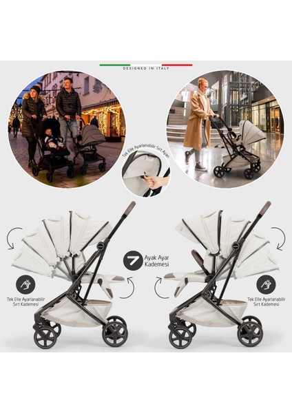 Rotativo Çift Yönlü Kabin Tipi Travel Bebek Arabası Bej