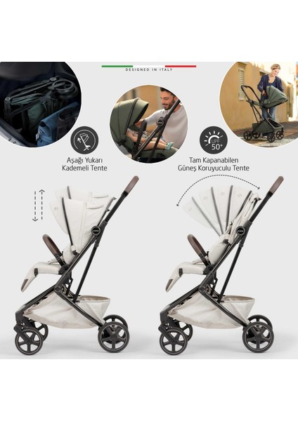 Rotativo Çift Yönlü Kabin Tipi Travel Bebek Arabası Bej