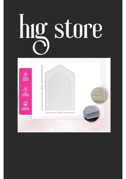 Ekstra Yumuşak Süngerli Diz Ağrıtmayan Ortopedik Kapitone Seccade Özel Kaydırmaz Taban 70X120 Ebat