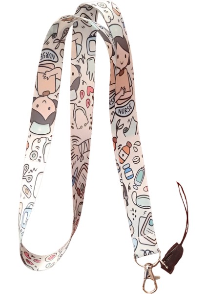 Hastane Hemşire Boyun Askı Ipi ve Telefon Askısı + Kartlık