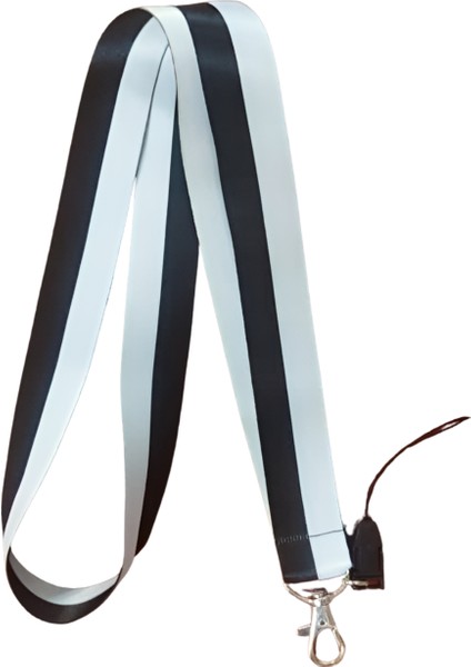 Siyah Beyaz Desenli Boyun Askı Ipi ve Telefon Askısı + Kartlık