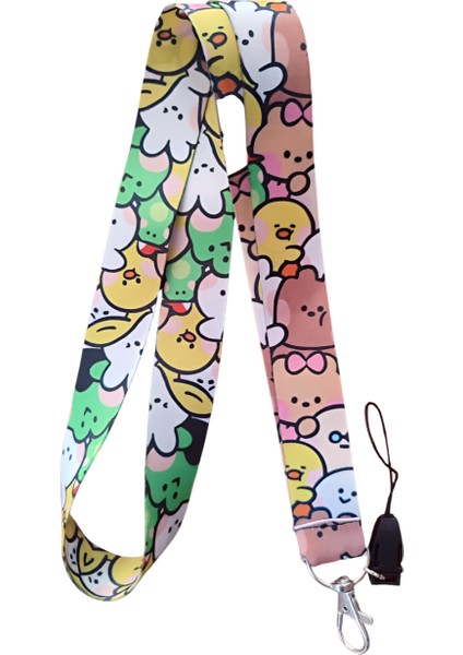 Sevimli Hayvanlar 2 Desenli Boyun Askı Ipi ve Telefon Askısı + Kartlık
