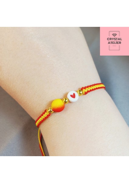 Galatasaray Kalpli Top Boncuklu Taraftar Makrome Bileklik – El Yapımı Sarı Kırmızı Unisex Takı - Galatasaray Bileklik - Makrome Bileklik - Sarı Kırmızı Bileklik - Taraftar Bileklik modelleri