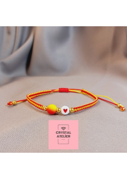 Galatasaray Kalpli Top Boncuklu Taraftar Makrome Bileklik – El Yapımı Sarı Kırmızı Unisex Takı - Galatasaray Bileklik - Makrome Bileklik - Sarı Kırmızı Bileklik - Taraftar Bileklik