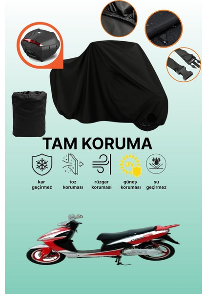 Siyah Arka Çanta Uyumlu Mondial 151 Rs Uyumlu Motosiklet Brandası, Koruyucu Örtü