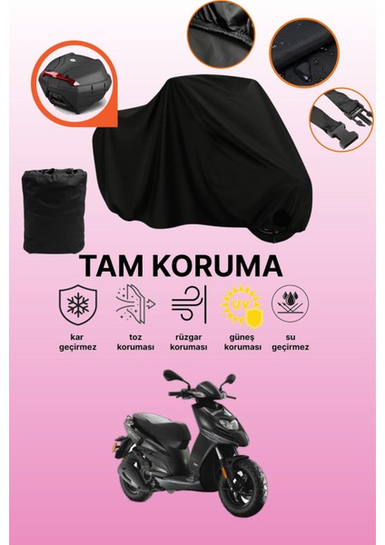 Siyah Arka Çanta Uyumlu Piaggio X10 350 Uyumlu Motosiklet Brandası, Koruyucu Örtü