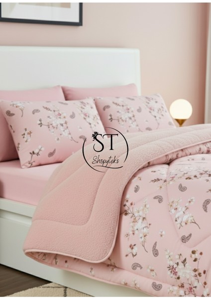 Çift Kişilik Çiçekli Welsoft Yorgan Çift Taraflı 195X215