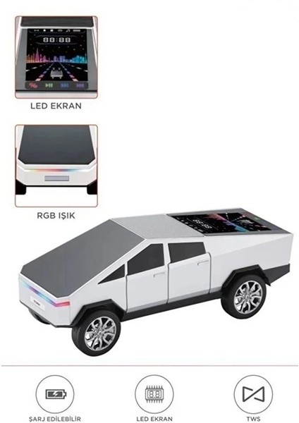D68 Cyber Model Araba Tasarımlı Bluetooth Hoparlör 15W Güçlü Ses Rgb LED /tws/usb Beyaz