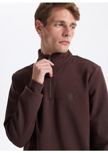 Bato Yaka Düz Kahve Erkek Sweatshırt FC4WM-SWT 2233.