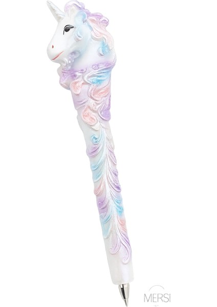 Unicorn Tasarımlı Tükenmez Kalem | Renkli Polyester Dekoratif Kalem 16CM Hediyelik fiyatları