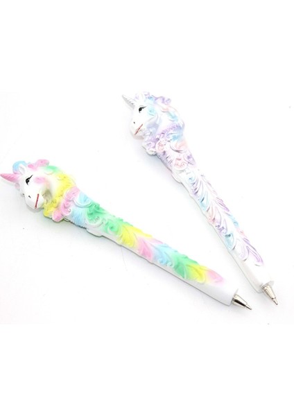 Unicorn Tasarımlı Tükenmez Kalem | Renkli Polyester Dekoratif Kalem 16CM Hediyelik fırsatları