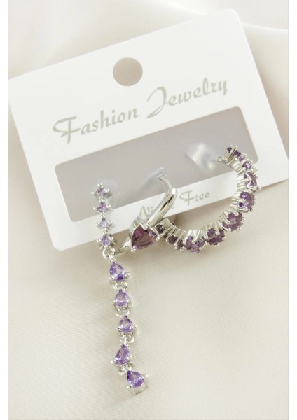 3 Adet Kalp Zirkon Taşlı Küpe