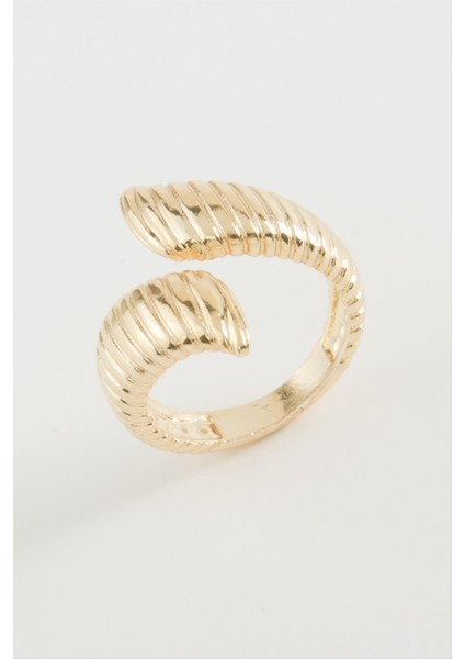 Oval Çizgili Metal Yüzük