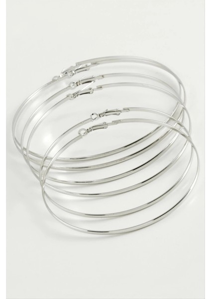 Düz Metal Halka Küpe 6 Adet