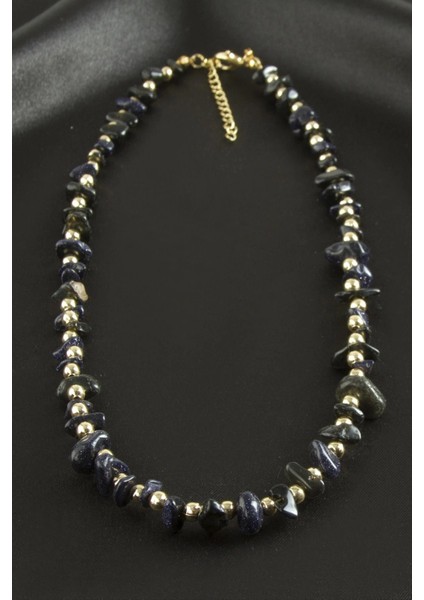 Lacivert Yıldız Kırık Doğaltaş Kolye