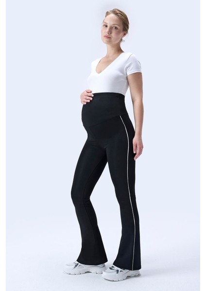 Imaj 437 Siyah Renk Toparlayıcı ve Extra Esnek Etkili Yüksek Bel Ispanyol Paça Hamile Tayt