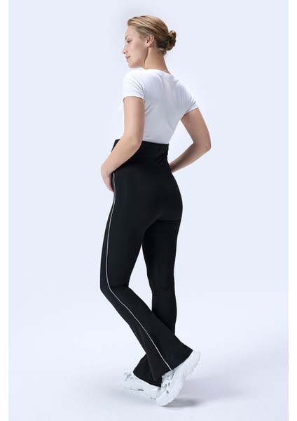 Imaj 437 Siyah Renk Toparlayıcı ve Extra Esnek Etkili Yüksek Bel Ispanyol Paça Hamile Tayt