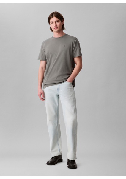 Bisiklet Yaka Gri Erkek T-Shirt LV04LB275GRMG_SS Supıma Chest Emb C