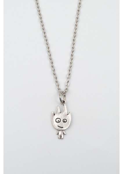 Minimal Ateş Gümüş Kaplama Düz Zincir Kolye