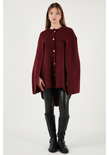 Oversize Fit Bisiklet Yaka Pelerin Kol Düğmeli Panço Bayan Panço 4617015 fiyatları