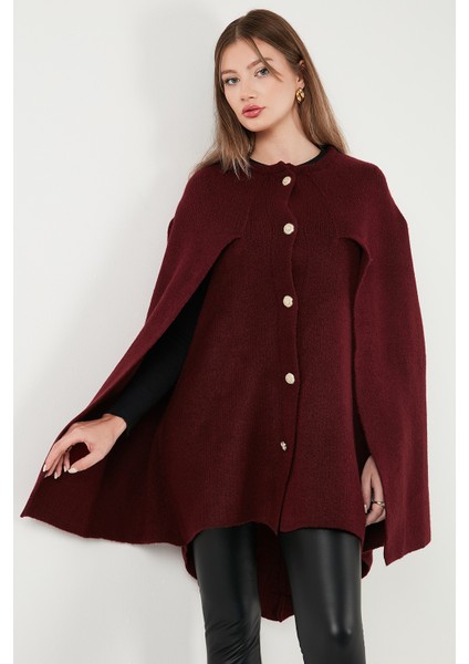 Oversize Fit Bisiklet Yaka Pelerin Kol Düğmeli Panço Bayan Panço 4617015 modelleri