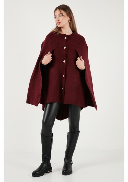 Oversize Fit Bisiklet Yaka Pelerin Kol Düğmeli Panço Bayan Panço 4617015 fırsatları