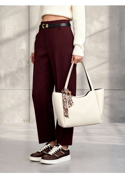 Lumi Kadın Fular Hediyeli Fermuarlı Mıknatıs Kapamalı Shopper El ve Omuz Çantası