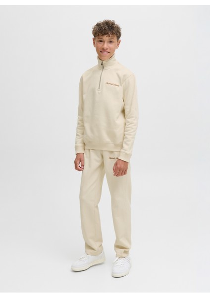 Nakışlı Erkek Çocuk Krem Sweatshırt 12284067