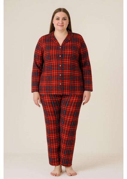 Kadın 02104 Büyük Beden Süet Pijama Takımı Bordo