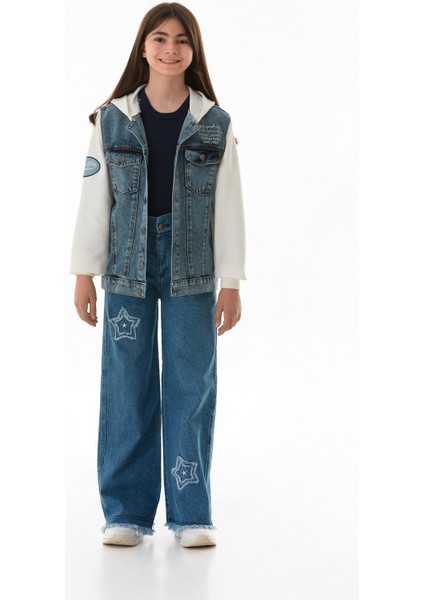 Yazı Nakışlı Kolu ve Kapüşonu Penye Kız Çocuk Ceket fiyatları