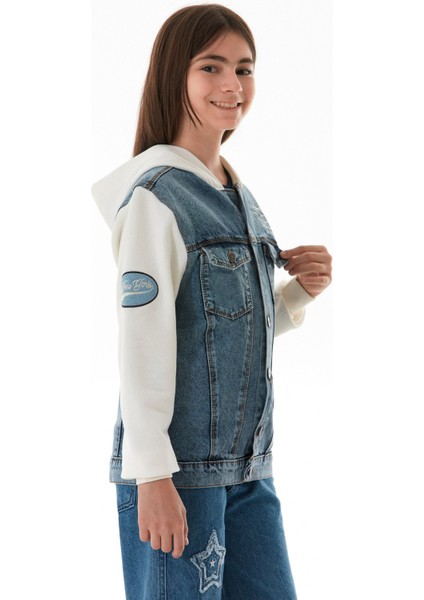 Yazı Nakışlı Kolu ve Kapüşonu Penye Kız Çocuk Ceket fırsatları